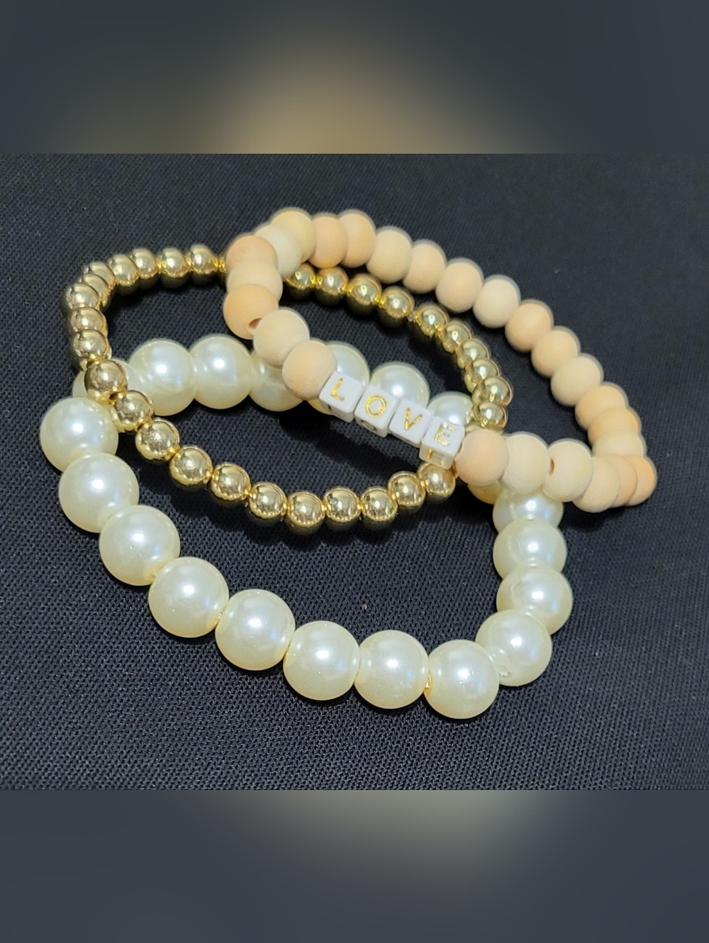 Hand Crafted Stretch Beaded Bracelet Set of 
3